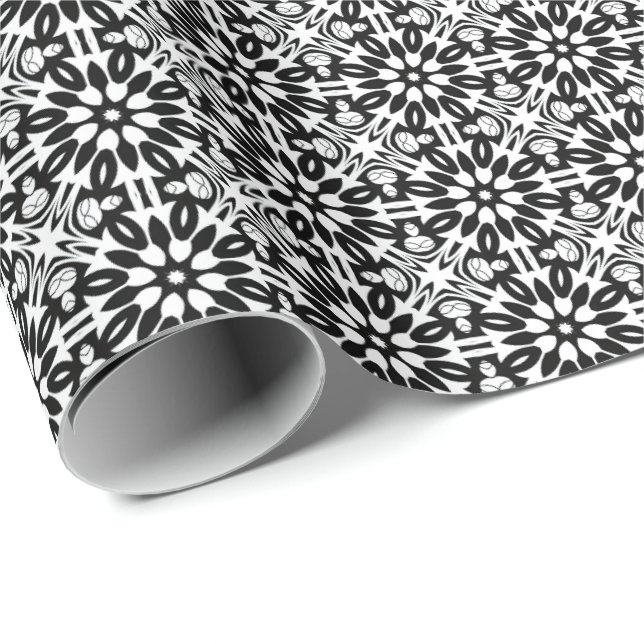 Schwarz-Weiß-Mandala-Linien Muster 3 Geschenkpapier (Rolleneckpunkt)