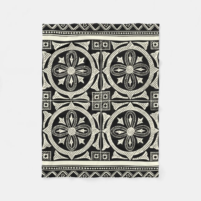 Schwarz-Weiß-Mandala-Motif von Vision Studio Fleecedecke (Vorderseite)