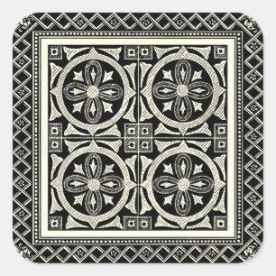 Schwarz-Weiß-Mandala-Motif von Vision Studio Quadratischer Aufkleber