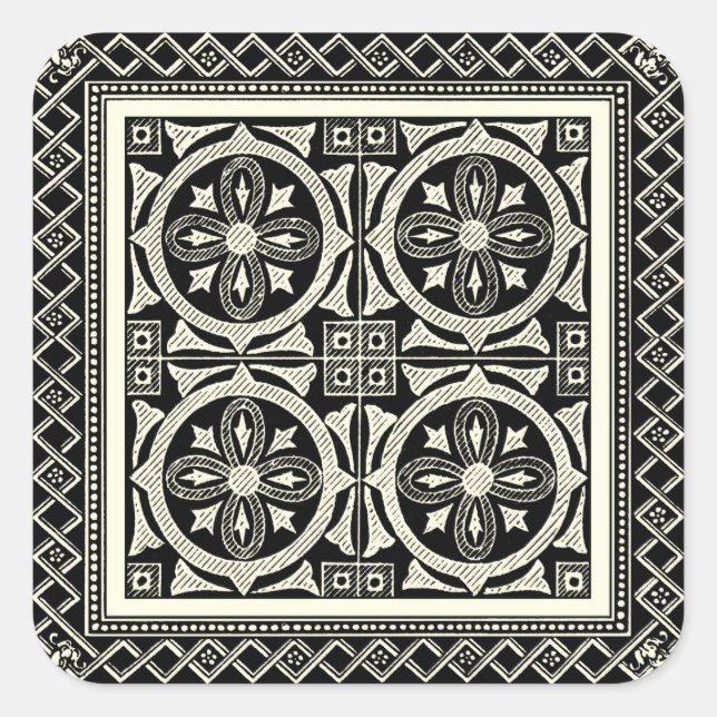 Schwarz-Weiß-Mandala-Motif von Vision Studio Quadratischer Aufkleber (Vorderseite)