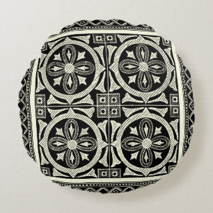 Schwarz-Weiß-Mandala-Motif von Vision Studio Rundes Kissen