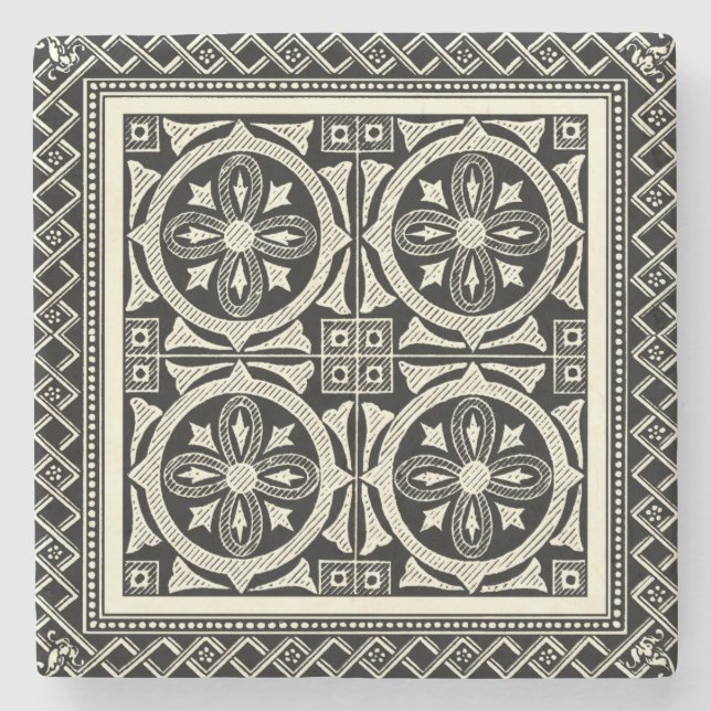 Schwarz-Weiß-Mandala-Motif von Vision Studio Steinuntersetzer (Vorderseite)