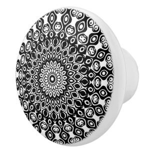 Schwarz-Weiß-Mandala-Muster Keramikknauf