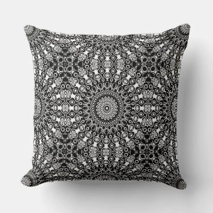 Schwarz-Weiß-Mandala-Muster Kissen