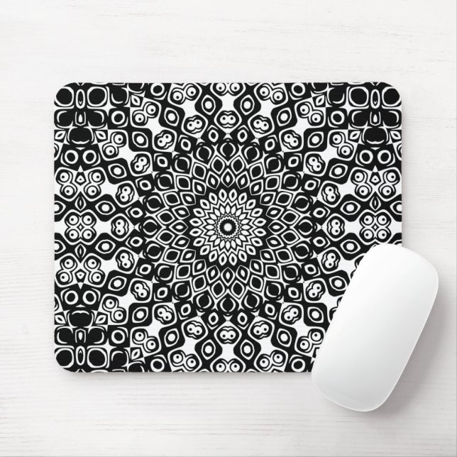 Schwarz-Weiß-Mandala-Muster Mousepad (Mit Mouse)