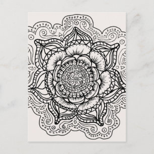 Schwarz-Weiß-Mandala Postkarte