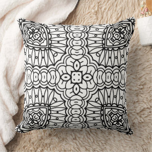 Schwarz-Weiß-Mandala-Rahmenmuster Kissen