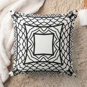 Schwarz-Weiß-Mandala-Rahmenmuster Kissen