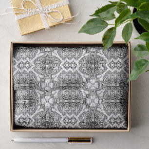 Schwarz-Weiß-Mandala-Rahmenmuster Seidenpapier