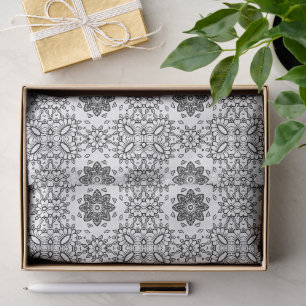 Schwarz-Weiß-Mandala-Rahmenmuster Seidenpapier
