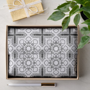 Schwarz-Weiß-Mandala-Rahmenmuster Seidenpapier