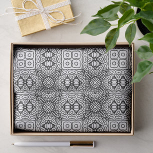 Schwarz-Weiß-Mandala-Rahmenmuster Seidenpapier