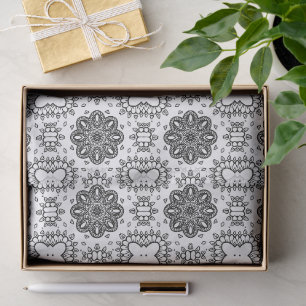 Schwarz-Weiß-Mandala-Rahmenmuster Seidenpapier