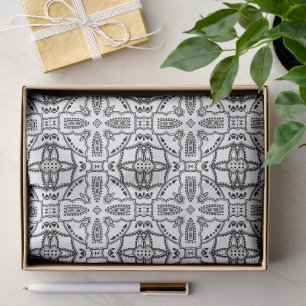 Schwarz-Weiß-Mandala-Rahmenmuster Seidenpapier