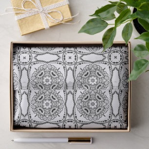 Schwarz-Weiß-Mandala-Rahmenmuster Seidenpapier