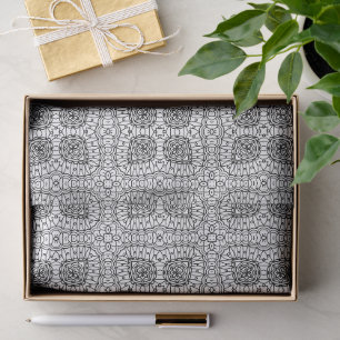 Schwarz-Weiß-Mandala-Rahmenmuster Seidenpapier