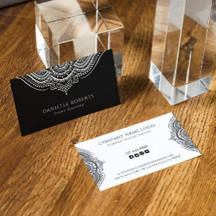 Schwarz-Weiß Mandala umgekehrte Farben Visitenkarte