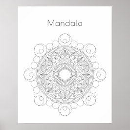 Schwarz-Weiß-Mandala-v2-Farbenplakat Poster
