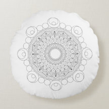 Schwarz-Weiß-Mandala v2-Rundkissen