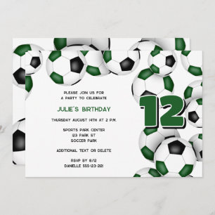 Schwarz-Weiß-Mannschaftsfarben Fußball-Party Einladung