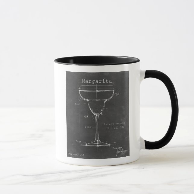 Schwarz-Weiß-Margarita-Glas-Blueprint Tasse (Rechts)