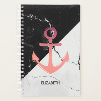 Schwarz-Weiß-Marmor-Anker Planer