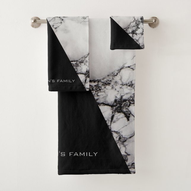 Schwarz-Weiß-Marmor Badhandtuch Set (Insitu)