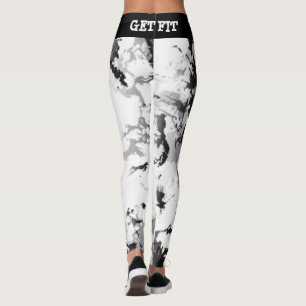 Schwarz-Weiß-Marmor-Design - Fit Leggings