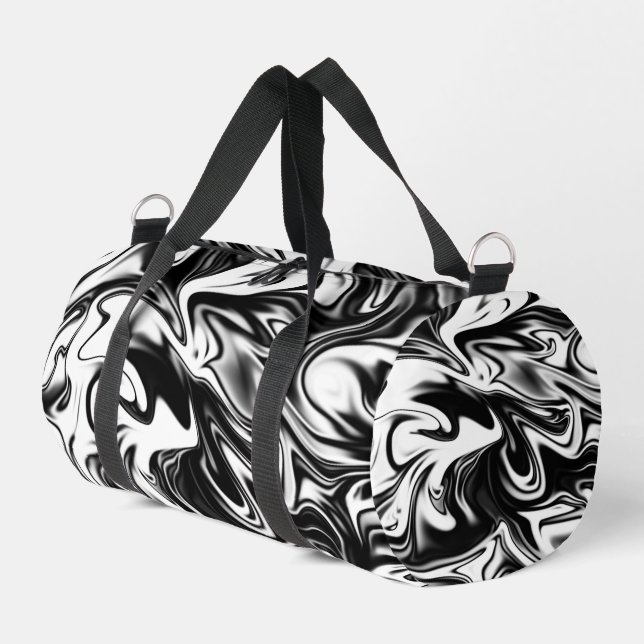 Schwarz Weiß Marmor, Duffle Bag (Linke Seite)