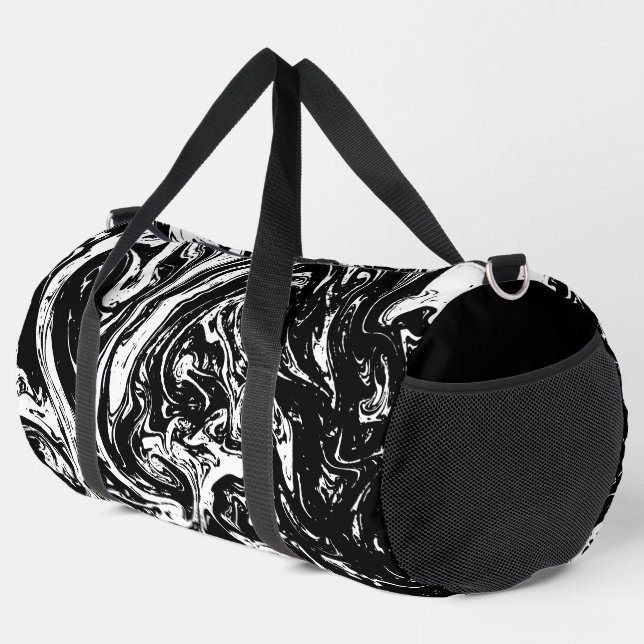 Schwarz-Weiß-Marmor Duffle Bag (Rechte Ecke)