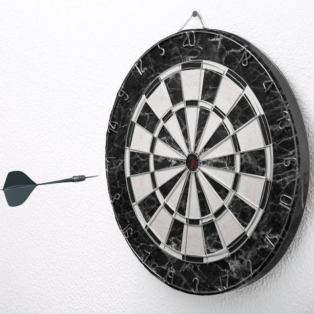Schwarz-Weiß-Marmor Elegant Classic Dartscheibe (Von Creator hochgeladen)