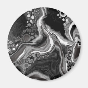 Schwarz-Weiß-Marmor-Fluid Art Magnet
