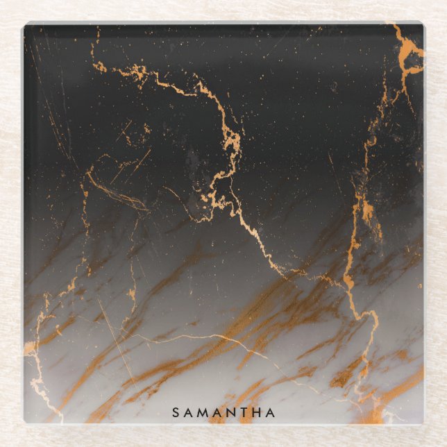 Schwarz-Weiß-Marmor Glasuntersetzer (Vorderseite)