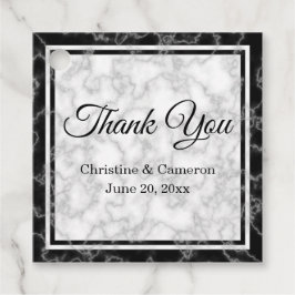 Schwarz-Weiß-Marmor Hochzeit Danke Geschenkanhänger