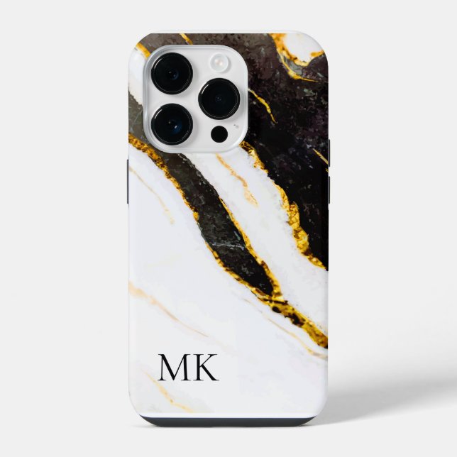 Schwarz-Weiß-Marmor iPhone Hülle (Rückseite)