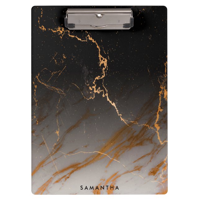 Schwarz-Weiß-Marmor Klemmbrett (Vorderseite)