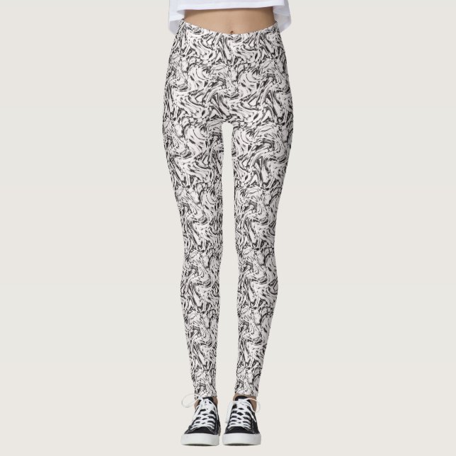 Schwarz-Weiß-Marmor-Leggings Leggings (Vorderseite)