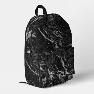 Schwarz-Weiß-Marmor   Monogramm Bedruckter Rucksack