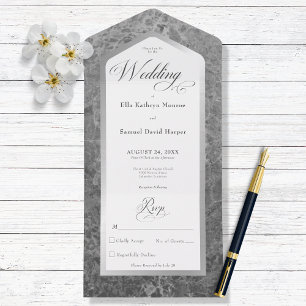 Schwarz-Weiß-Marmor Silver Moderne Kein Abendessen All In One Einladung