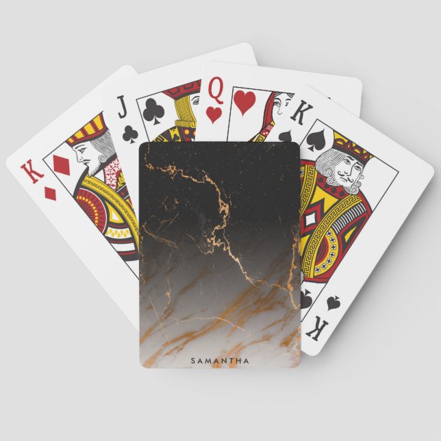 Schwarz-Weiß-Marmor Spielkarten (Rückseite)