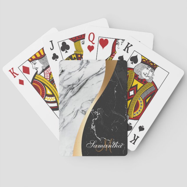 Schwarz-Weiß-Marmor Spielkarten (Rückseite)