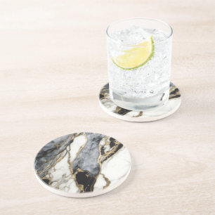 Schwarz-Weiß-Marmor Swirl Abstrakt Getränkeuntersetzer