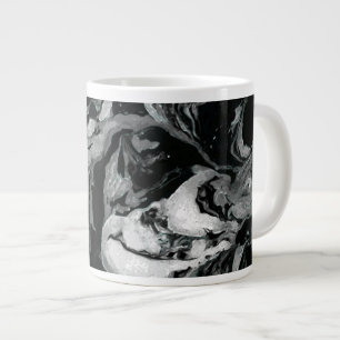 Schwarz-Weiß-Marmor-Textur Flüssige Farbkunst Jumbo-Tasse