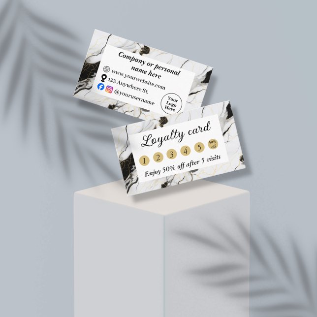 Schwarz-Weiß-Marmor Treuekarte (Von Creator hochgeladen)