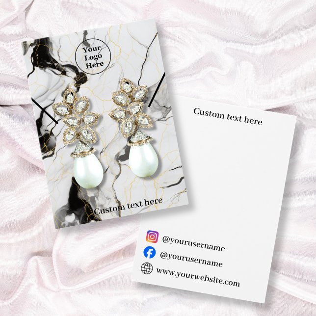 Schwarz-Weiß-Marmorhalskette Ohrring-Display-Karte (Von Creator hochgeladen)