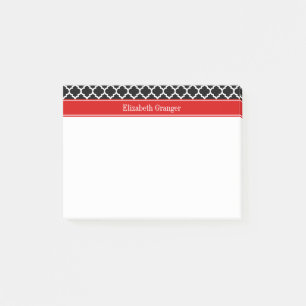 Schwarz Weiß Marokkanisch #5 Rot Name Monogramm Post-it Klebezettel