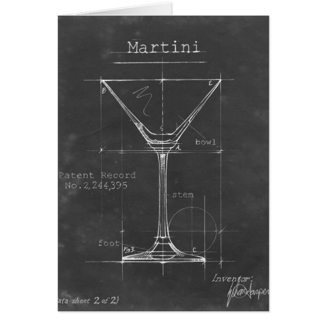 Schwarz-Weiß-Martini-Glas-Blueprint (Vorne)