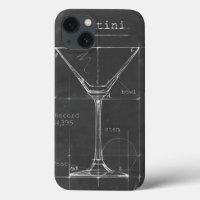 Schwarz-Weiß-Martini-Glas-Blueprint
