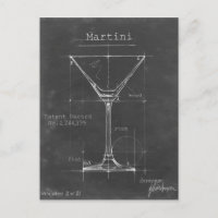 Schwarz-Weiß-Martini-Glas-Blueprint