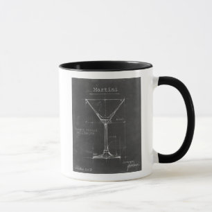Schwarz-Weiß-Martini-Glas-Blueprint Tasse